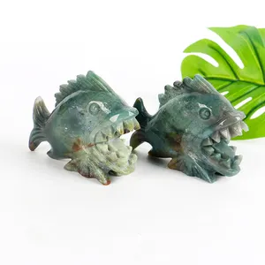 Wholesale Natural Hand Made crystal Stone Carving Crystal Animal Piranha For Home Decoration