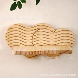 Wooden Heart Shaped <b>Wall</b> Shelf Display Rack For Home Bathroom Bedroom <b>Storage</b> Jewelry Aromatherapy Decorative Organizer - Product Image 4