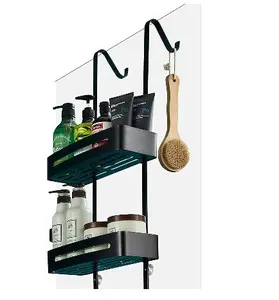 2 Pack Douche Caddy Mand Plank, SUS304 Rvs Badkamer Opknoping Douche Organizer Met Haken