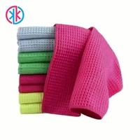 Kustom handuk jendela tenunan wafel kaca serat mikro bebas serat handuk pengering mobil kain pembersih kaca kain
