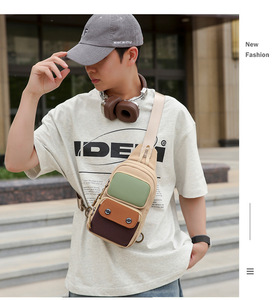 Color Blocking Wholesale Retro Canvas Multifunctional Outdoor <b>Crossbody</b> Bag Travel Custom Casual Sling Bags For <b>Men</b> - Product Image 5