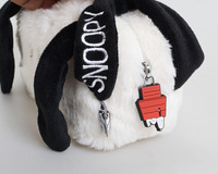 Pochette à poignet en peluche Snoopy avec oreilles 3D, trousse de maquillage souple, sac à main portable pour téléphone et monnaie