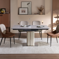 Table à manger italienne en pierre, pliable, multifonctionnelle, pour hôtel et petit appartement, design moderne, luxe léger, haut de gamme