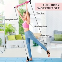 Kit de barre d'exercice Pilates avec rouleaux en mousse Bandes de résistance Bâton de barre de yoga