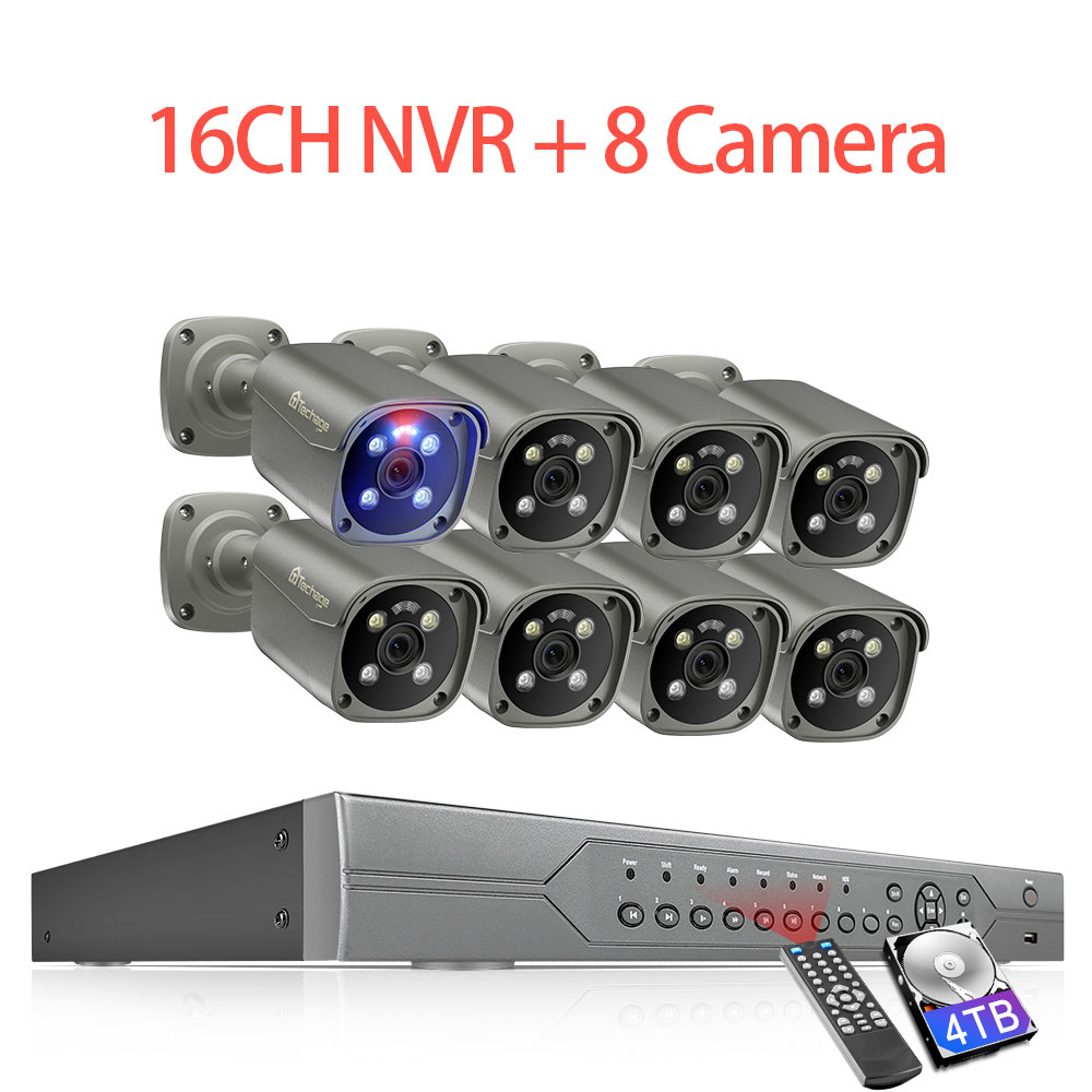 NVR de 16 canales y 8 cámaras