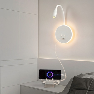 مصباح جداري حديث بخرطوم الشمعدان مصباح معقوف داخلي جسم حديد مثبت على الحائط بجانب السرير مصابيح فنادق - Product Image 2