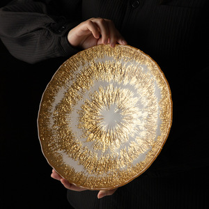 Vente en gros d'assiettes <span class=keywords><strong>de</strong></span> service créatives pour sashimis <span class=keywords><strong>de</strong></span> <span class=keywords><strong>fruits</strong></span> <span class=keywords><strong>de</strong></span> <span class=keywords><strong>mer</strong></span>, assiettes <span class=keywords><strong>de</strong></span> présentation en verre mode moderne, vaisselle <span class=keywords><strong>de</strong></span> luxe en or non toxique - Product Image 5