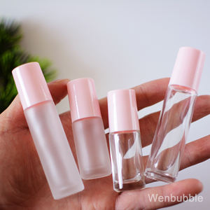 Grosir 5ml 10ml botol rol parfum minyak esensial kaca merah muda bening buram pada - Product Image 6