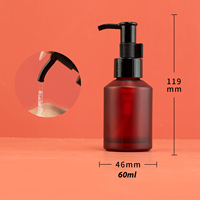 Mattiertes Bernsteinfarbenes Glas-Verpackungsset für Kosmetik Glas-Lotionpumpflasche Nachfüllbarer Glas-Spender mit Schrägschulter