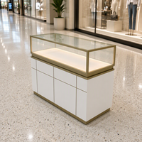 Vitrine d'exposition de bijoux en verre trempé de style moderne, en métal et en contreplaqué MDF, avec éclairage LED