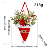 Ornement suspendu décoratif de chapeau de Noël lumineux, suspension de porte d'aiguille verte artificielle de Noël