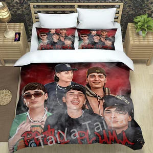 Venta al por mayor de lujo <span class=keywords><strong>Karol</strong></span> <span class=keywords><strong>G</strong></span> Peso Pluma Ferxxo impresión individual 3 uds ropa de cama niños sábana edredón edredones juego de cama - Product Image 4