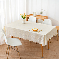 Table de salle à manger rectangulaire de style européen personnalisable, 137x180cm, de haute qualité, beige floral, imperméable, anti-brûlure, en PVC lavable