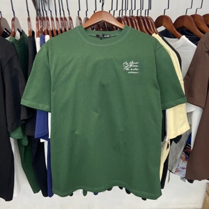 เสื้อยืดผู้ชายทรงโอเวอร์ไซส์ คอตตอน 100% แบบดรอปชิปปิ้ง 260GSM สกรีนลายปักลูกปัด สไตล์สตรีทแวร์ ไหล่ตก - Product Image 4