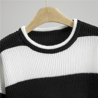 Ensemble de chandails en tricot rayés pour femmes, col rond ample, pantalon long, vêtements décontractés printemps automne