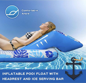 New Design Adult Size <strong>Pool</strong> <strong>Floats</strong> <strong>Inflatable</strong> Rafts Water Lounger with Headrest and Cup Holder Chair for Stock - Product Image 6