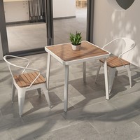 Ensemble table et chaises modernes en métal et plastique imitation bois pour jardin, café et salon de thé, mobilier de cour