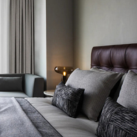 Ensemble de lit king-size en teck massif de style village américain moderne, de haute qualité, durable, rafraîchissant, meubles de chambre à coucher d'hôtel