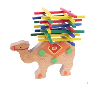 CHCC Wholesale Animals Wooden Baby Colorful Balance Beam Color Stick Game Early Education Puzzle Wooden Toy Elephant Toys