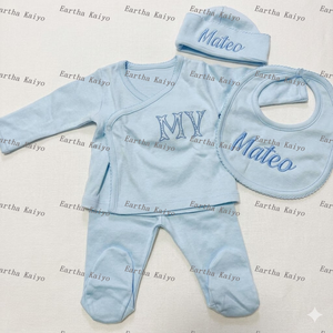 Conjunto <span class=keywords><strong>de</strong></span> <span class=keywords><strong>Ropa</strong></span> Personalizada para Bebé Recién Nacido, 100% Algodón, Regalo para Baby Shower, Invierno, Monograma - Product Image 4