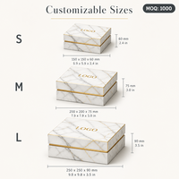 Boîte cadeau en papier marbré de luxe OEM ODM, boîte d'emballage rigide en carton avec logo en feuille d'or personnalisé, ensemble de deux pièces pour vêtements, cadeaux de luxe