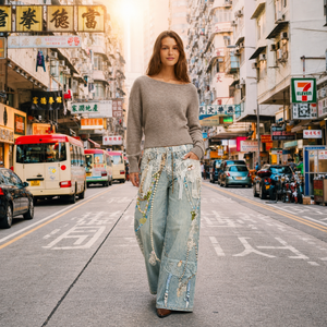 Jeans Personalizados para Mujer, Estilo Baggy de Pierna Recta, Streetwear, Oversize, Lavado Ácido, Estampado Digital, Unisex - Product Image 1