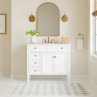 Meuble-lavabo de salle de bain moderne de luxe de 48 pouces avec miroir intelligent et lavabo résistant à l'eau ; taille personnalisable pour hôtels et appartements