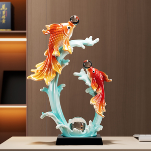 Adorno de Pez Koi Auspicioso, Escultura de Resina, Decoración de Lujo para Sala de Estar, Entrada, Regalo de Inauguración de Casa - Product Image 2