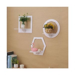 Étagère murale décorative hexagonale pour rangement, support pour fond de télévision, chambre, balcon, chevet, et support pour pot de fleurs - Product Image 1