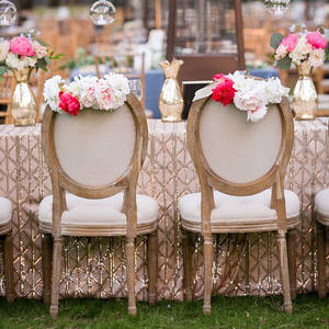 Chaise de banquet de <span class=keywords><strong>mariage</strong></span> en bois de location d'événement de dos ovale rond de style français - Product Image 5