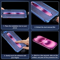 Protection d'écran en verre trempé 2.5D HD sans bordure, installation facile, anti-chute pour iPhone 12 13 14 15 16 17 18 Pro Max, kit d'application