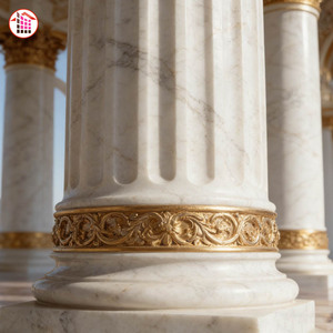 Columnas de Mármol Corintias Doradas de Lujo, Pilares de Piedra Natural Sólida con Capitel Ornamentado, Decoración de Palacio, Columnas de Mármol Hechas a Mano - Product Image 6