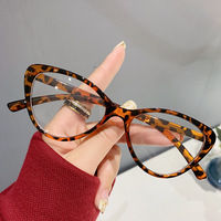Lunettes de vue unisexes transparentes, monture complète en PC, anti-lumière bleue, design dégradé, forme œil de chat tendance, pour visages en forme de losange