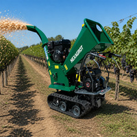 Broyeur de bois sur chenilles à essence robuste GST120 15HP, déchiqueteuse de branches automotrice de 120 mm pour le défrichement des terrains