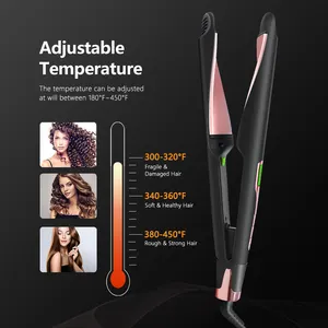 New Fashionable 2 In 1 LCD Tourmaline Twisted Ceramic Professional Ionic Straightening Curling Flat Iron Hair Straightener
