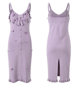 Lady French Style O-neck Long Sleeve Single-breasted <strong>Cardigan</strong> Slips Mini Dress Women Solid Knit Flowers <strong>Twin</strong> <strong>Sets</strong> - Product Image 3