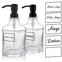 Bouteilles en verre carrées de 28 mm avec pompe à lotion, contenants pour savon liquide de 500 ml, distributeur de savon liquide en verre pour soins personnels