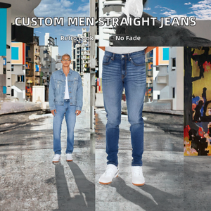 Jeans de Mezclilla para Hombre, Estilo Hip Hop Vintage, Corte Recto, Color Sólido, 100% Algodón, Densidad Media, para Invierno/Primavera/Otoño, Personalizados de Fábrica - Product Image 2