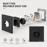 Prise de courant EU, prise avec port de charge USB et Type C 2.1A/3.1A 16A, panneau PC blanc/gris 86mm*86mm, prise murale Russie Espagne