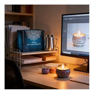 Kits de fabrication de bougies esthétiques avec emballage en pot, récipient blanc de qualité supérieure avec couvercle, cire de soja personnalisée, aromathérapie, boutique, cadeau de mariage, présentoir - Product Image 2