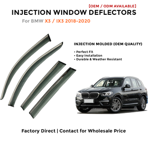 Injection Window Visors Rain Guards for BMW IX3 X3 2018-2020 Chrome Trim Side Window Deflectors Easy Install Car Accessories - Product Image 2