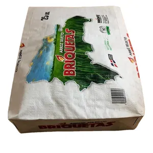 Sacos tecidos PP com fundo de bloco BOPP de 10kg 25kg 50kg para embalagens de alimentos com sal e farinha de açúcar com design personalizável