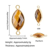 Pendentifs connecteurs en pierre naturelle 11x25mm à deux trous, forme œil de cheval, pour la fabrication de bijoux, accessoires de collier et bracelet DIY
