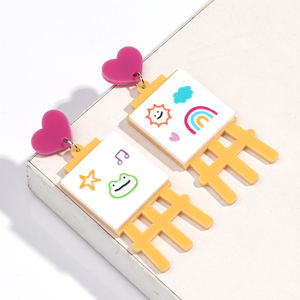 工場価格高品質素敵なレインボーラブアクリルドローボードドロップイヤリング女性用 - Product Image 4