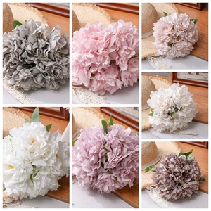 Bouquet de fleurs artificielles Eileen Peony rose et blanc, décoration de mariage, longue durée, style hortensia en tissu tissé - Product Image 3