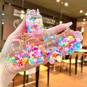 Rabbit Year Night Light Drifting Bottle Colorful <b>Beads</b> Drifting Sand Bottle Liquid in Oil Key Chain Bookbag Hanger Wholesale - Product Image 1