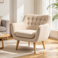 Fauteuil convertible capitonné en tissu de lin, confortable et traditionnel, pour chambre, salon ou bureau