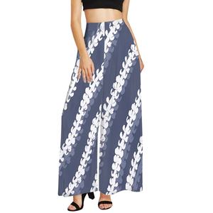 Moda moda blu bianco modello di fiori donna <span class=keywords><strong>pantaloni</strong></span> larghi polinesiano Samoan Pacifico <span class=keywords><strong>pantaloni</strong></span> personalizzati Multi Size donna - Product Image 2