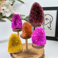 Vente en gros de haute qualité améthyste géode citrine géode grappes cristal artisanat pour décor de méditation
