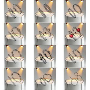 Silver Plating Stud Earrings with Zircon <strong>Stars</strong> and Moon Flower Heart Shape <strong>Pendant</strong> for Women Engagement Wedding DIY Jewelry - Product Image 4